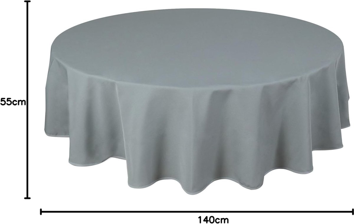 Tafelkleed rond 140 cm - lichtgrijs polyester - eenvoudig te onderhouden - beschermt uw tafel - ShopVlot