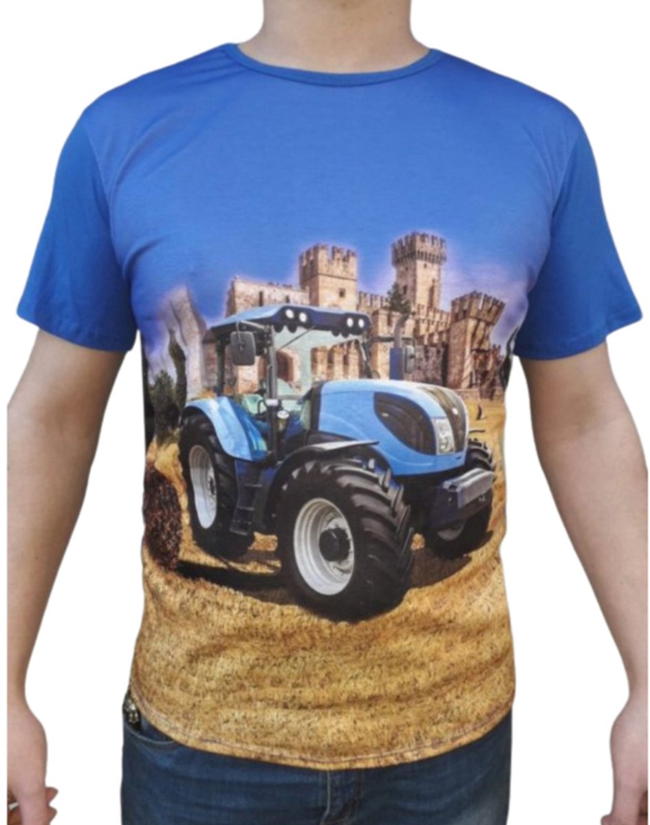 Blauw heren shirt met trekker - Blauw - XL