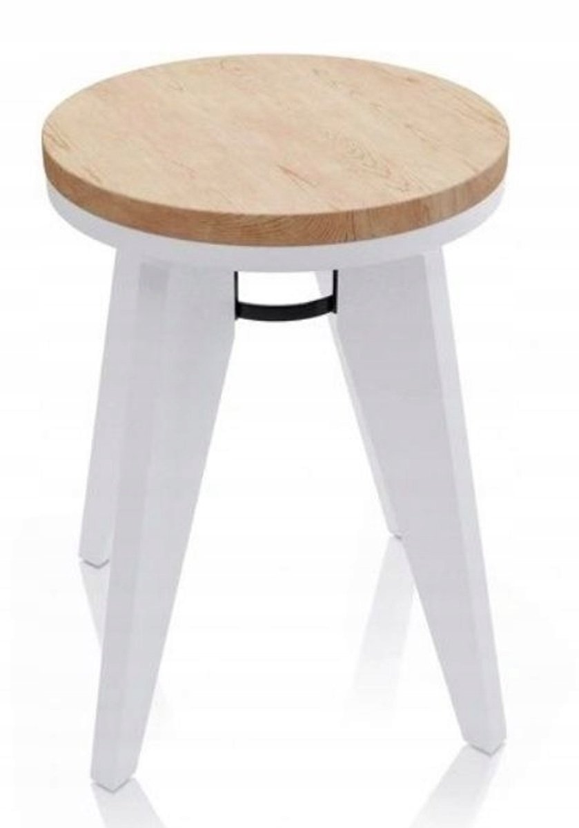 Neptun Keukenkruk Wit/Eiken - Massief Hout & Metaal