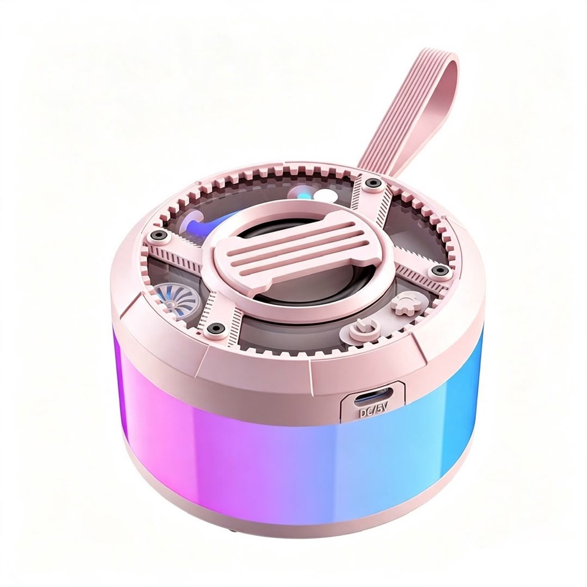 Fivesquare MiniDJ PartyBox Speaker – Mini Bluetooth Speaker met RGB Licht, 5W Power & TWS/TF Ondersteuning Roze V3