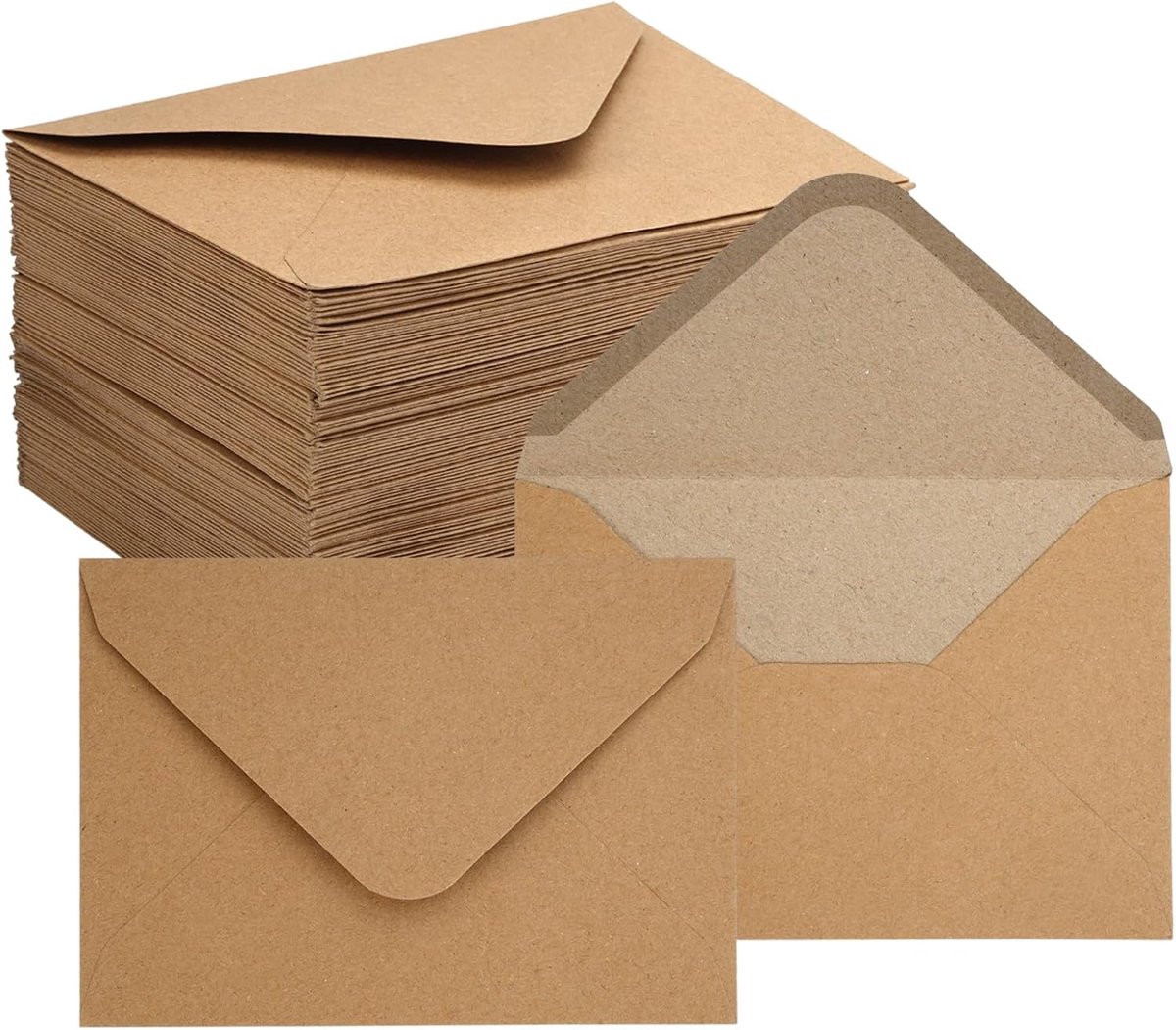 Kraftpapier Enveloppen 17,5x12,5 cm - Bruin 130 g/m² - Zonder Venster - Voor Uitnodigingen - ShopVlot
