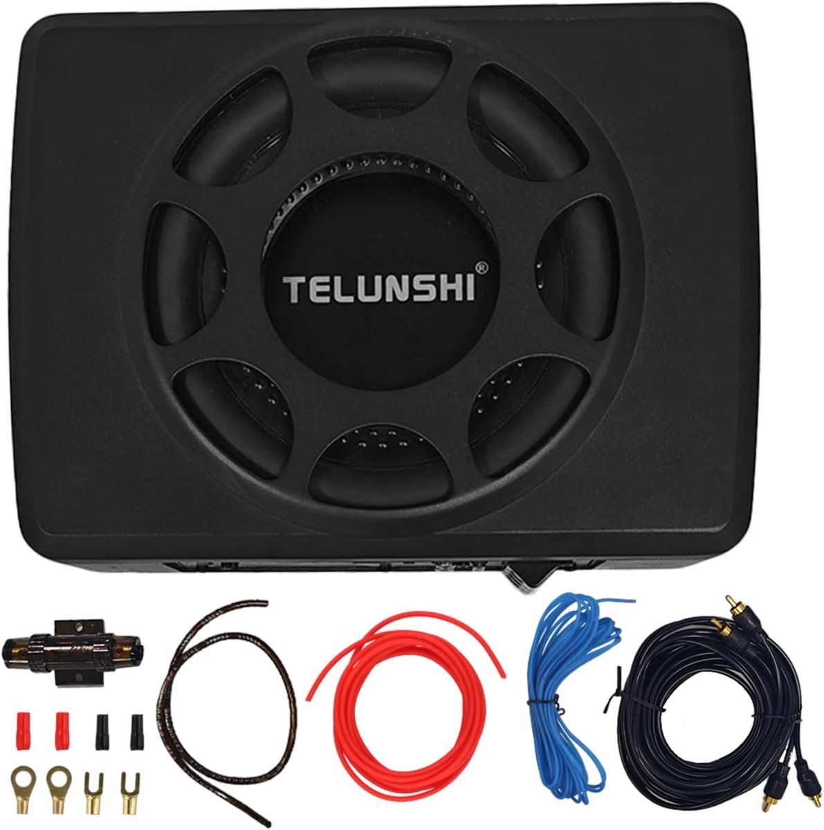 Actieve subwoofer 8 inch - ultraplatte uitvoering - geïntegreerde versterker - krachtige bas voor auto - ShopVlot