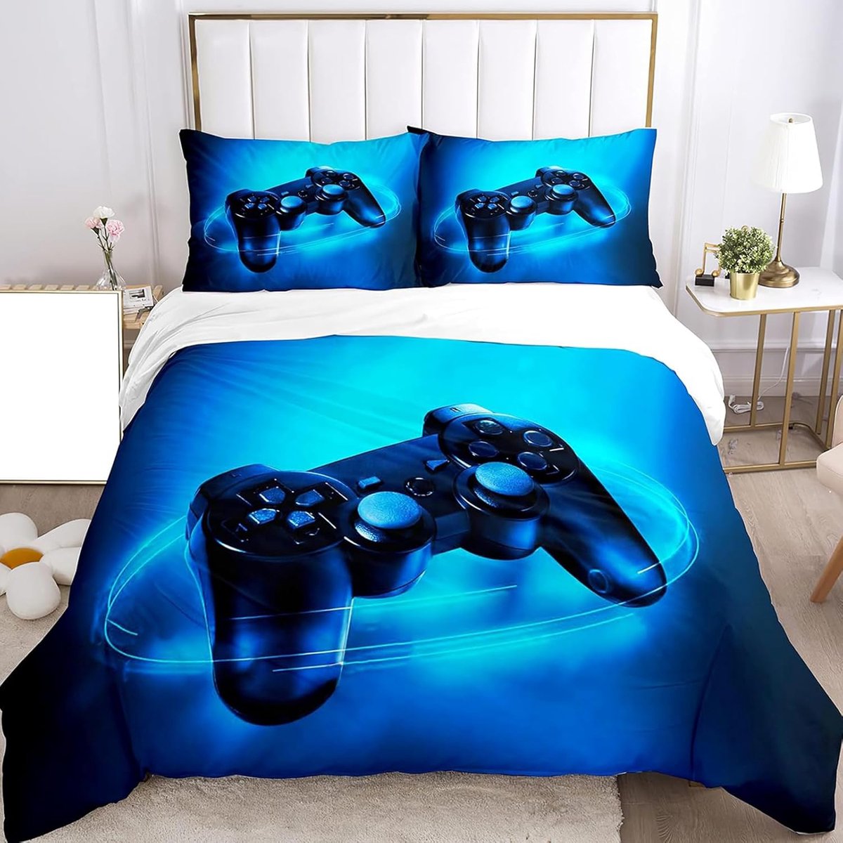 Beddenset 135 x 200 cm - Microfiber - Gamepad print - Ideaal voor gamers - ShopVlot