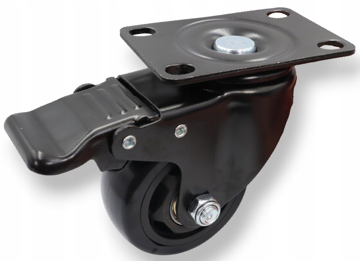Zwenkbaar Meubelwiel Ø75mm Zwart met Rem - 85kg