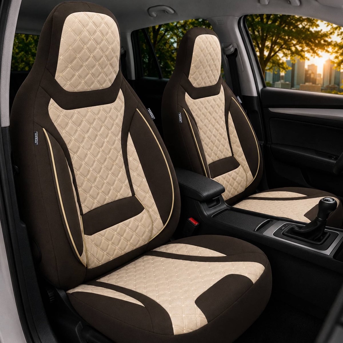 Schonbezüge Sitzbezüge für Seat Alhambra 1 Bj 1996-09 in Braun/Beige T2