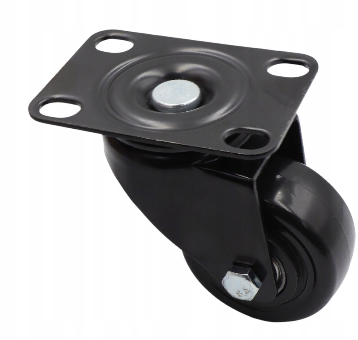Zwenkbaar meubelkrukje Ø50 mm rubber, 50x70 mm montageplaat, zwart