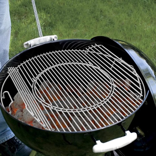 Edelstaal Grillrooster BBQ-System Ø 54.5 cm - Rond Rooster met Handvat voor Weber 57 cm Houtskoolgrills - Pizzasteen Wok Pan van Weber — afbeelding 5