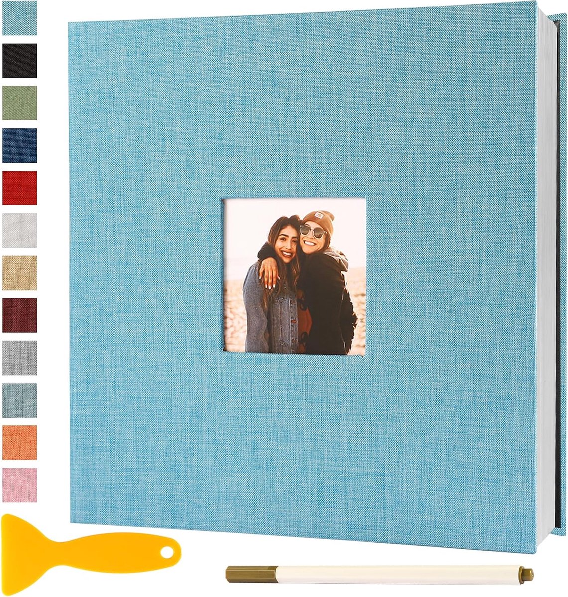 Fotoalbum zelfklevend 28x27 - lichtblauw - 40 pagina's - voor baby en bruiloft - ShopVlot