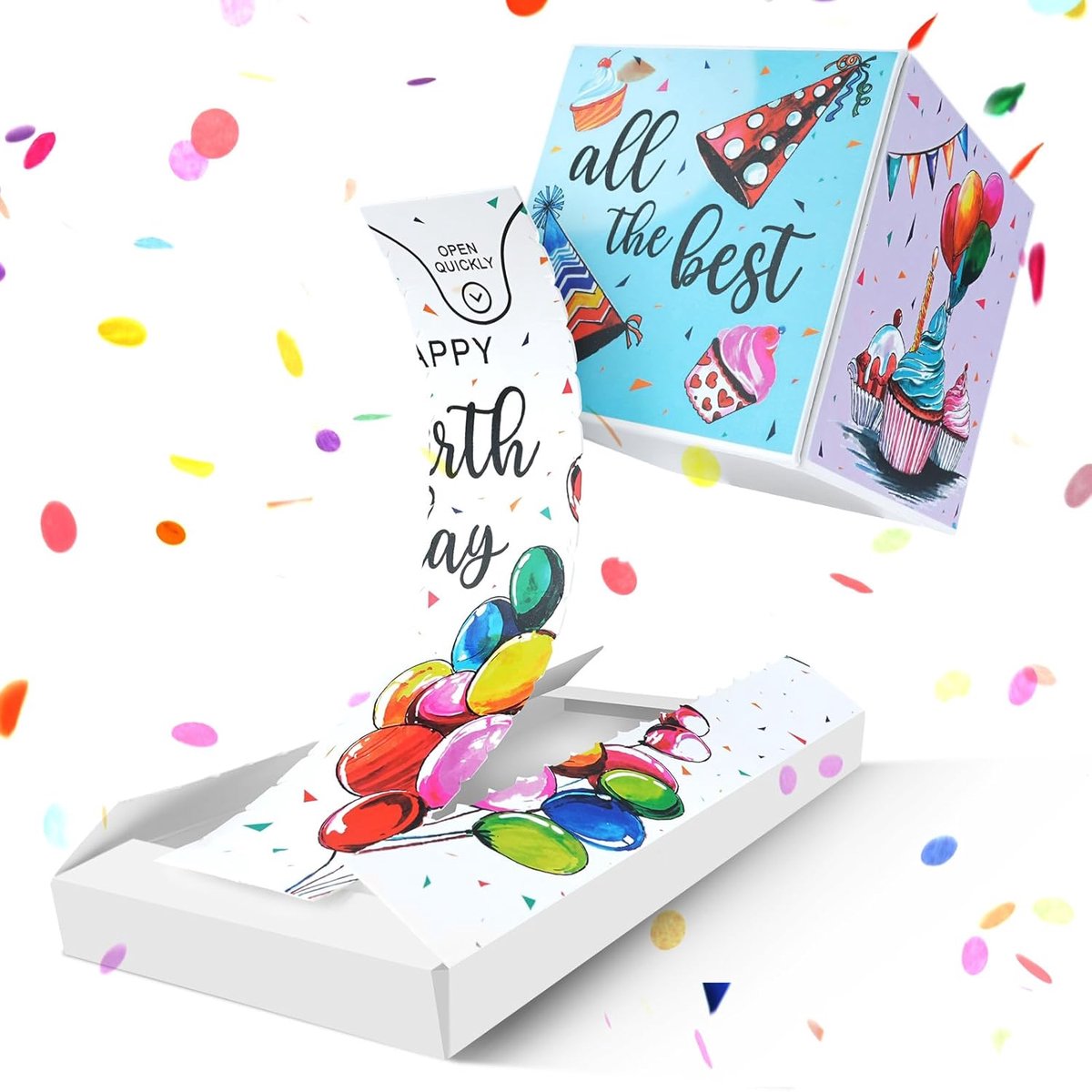 Pop Up Verjaardagskaart - Exploderende Confetti Kaart - Vrolijke 3D Verrassingsdoos - Perfect voor Verjaardagsfeest - ShopVlot