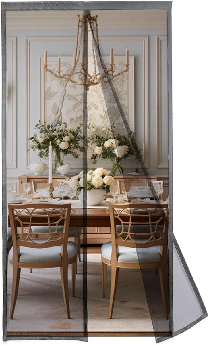 Muggenhor raam 90 x 250 cm - grijze polyester - sterke magneten - ademend en uitzicht - ShopVlot