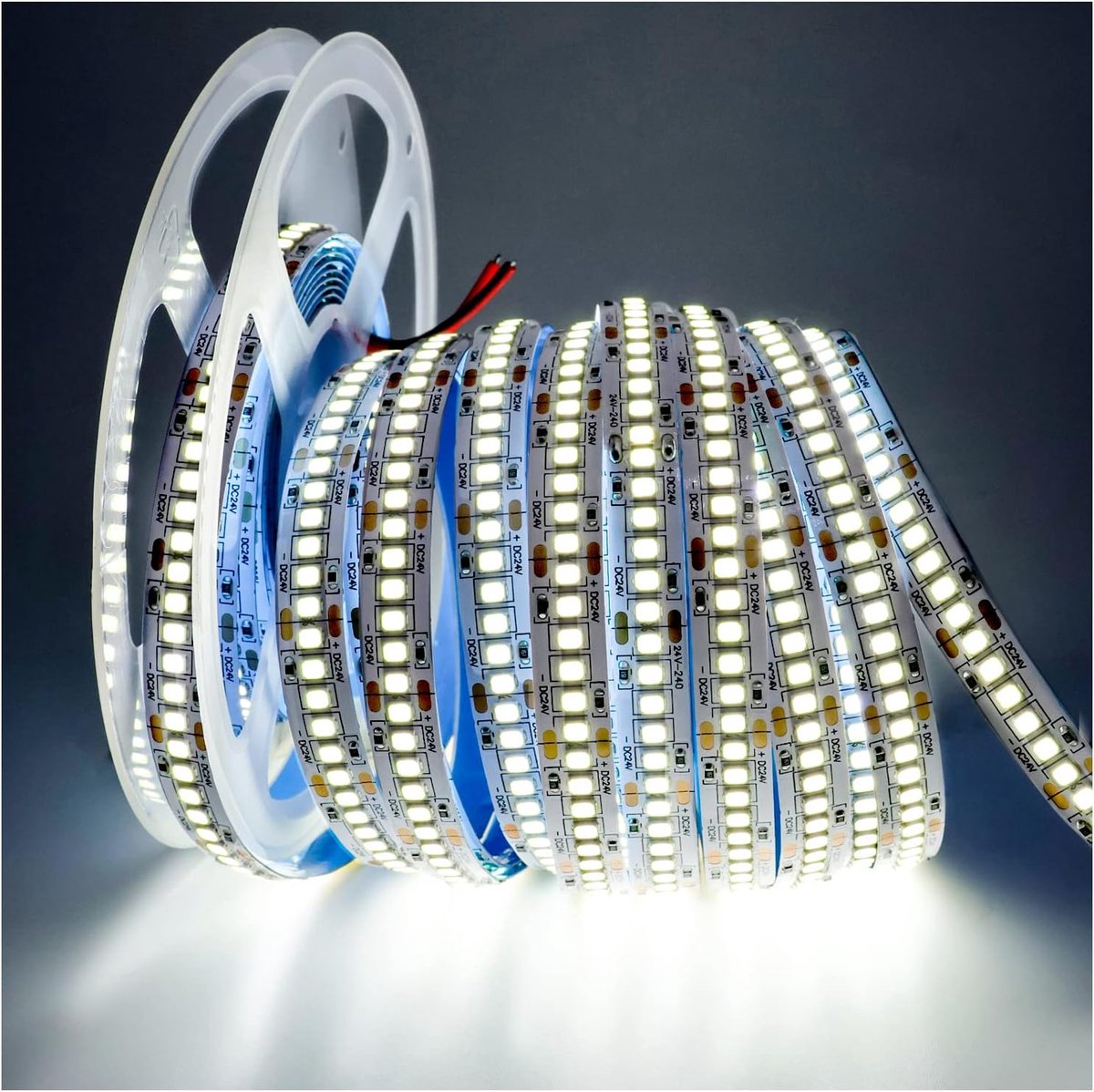 SnelShoppen - Ledstrip 24V Wit 6000K SMD 2835 Lichtstrip 5m IP20 1200 LEDs Super Helder voor Slaapkamer, Keuken, Decoratie, Verlichting