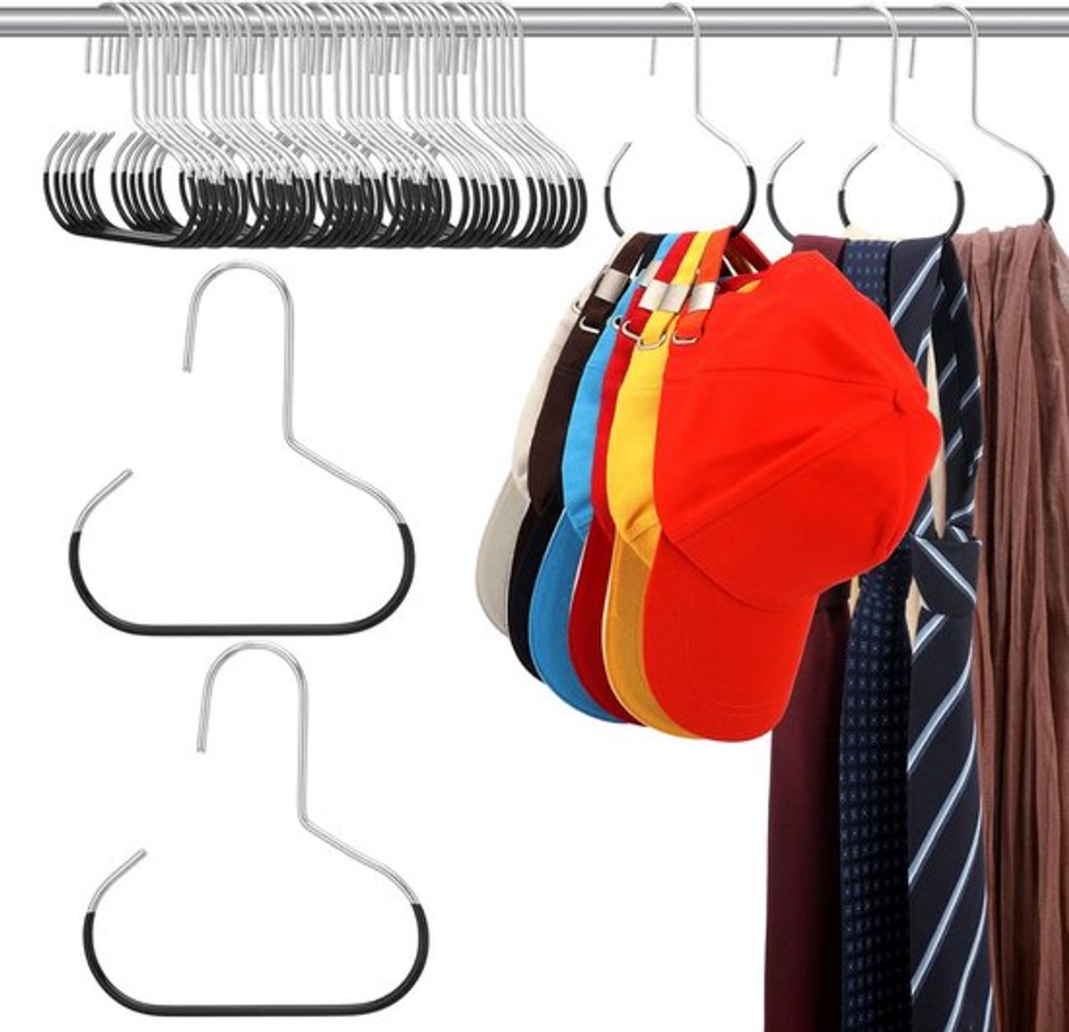 12x Metalen Kledinghangers voor Sjaals, Riemen en Hoeden - Antislip Organizer