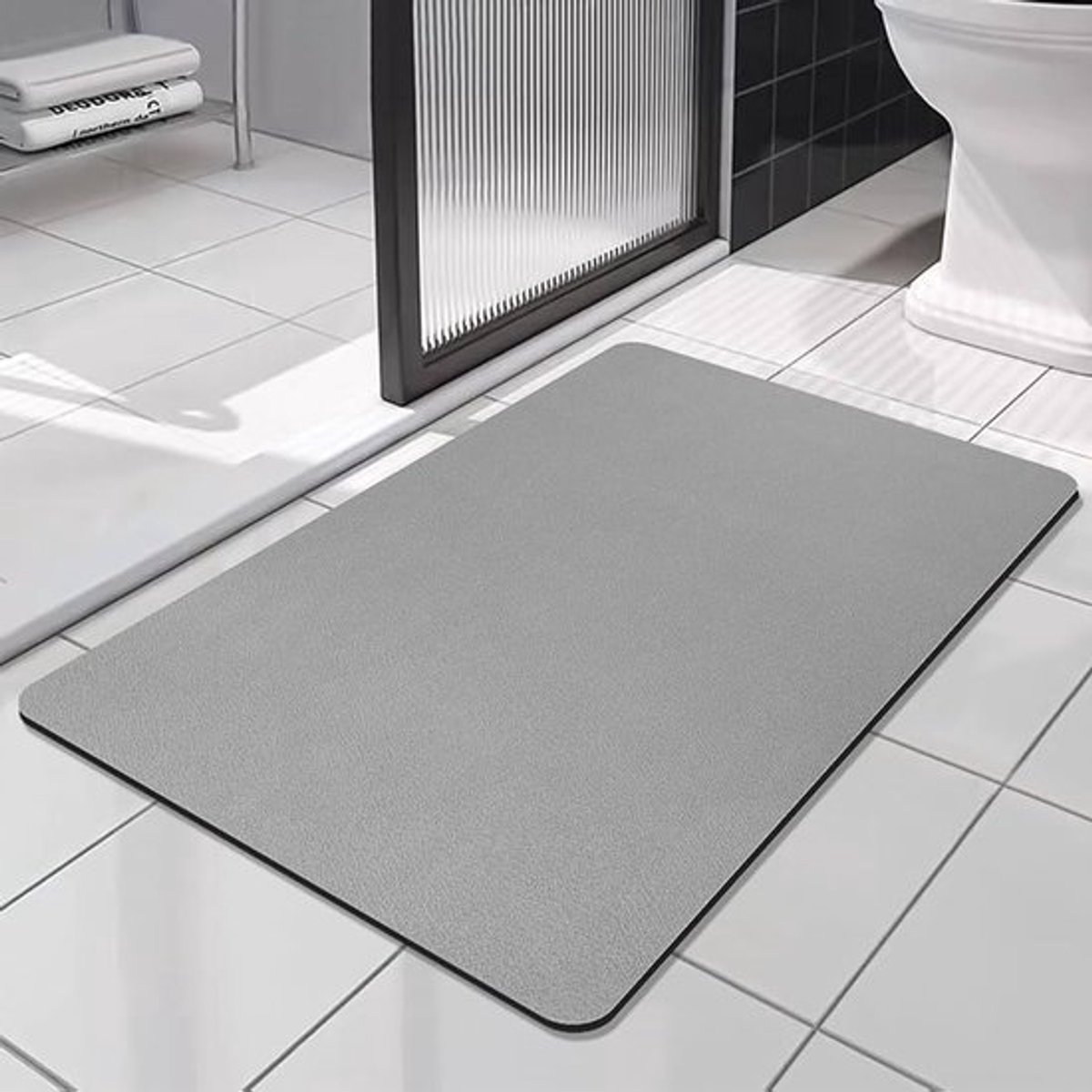 Super absorberende badmat - antislip en sneldrogend - grijs - diatomiet - 43x80cm