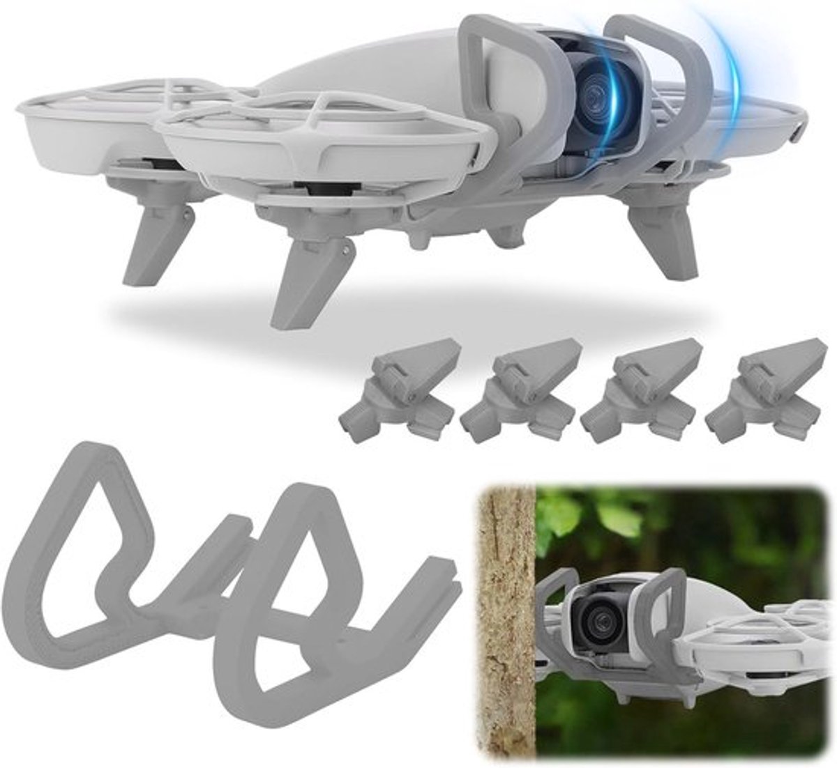 Geschikt voor DJI NEO: draagbare drone-bumper tegen botsingen, inklapbaar statief, landingsgestel, beschermingsframe en accessoires - grijs