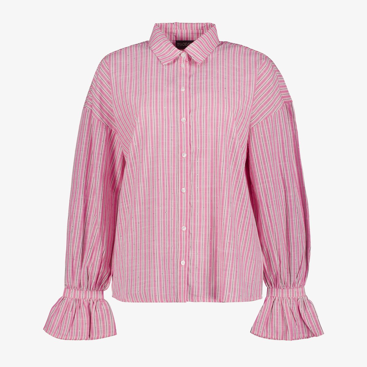 TwoDay dames overhemdblouse met strass steentjes roze - Maat XL