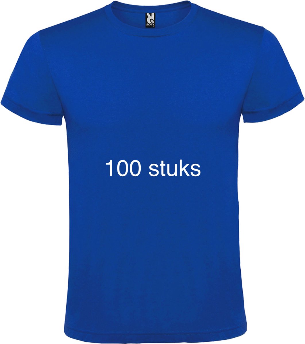 100 stuks voordeel pack Kobalt Blauw basic t-shirts Roly Atomic maat XS
