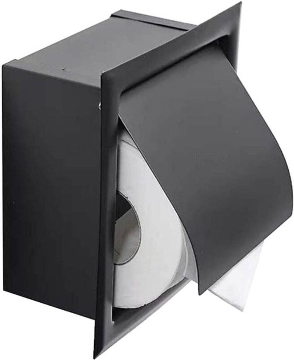 WC rolhouder zwart -WC rolhouder- Toiletpapier Houder-roestvrijstalen toiletrolhouder met deksel-ruimtebesparend voor badkamer of keuken