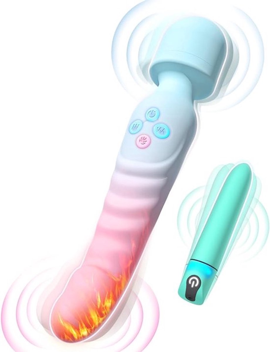 G-spot vibrator en bullet vibrator set - vrouwelijke vibrator seksspeeltje, clitoris stimulator dildo, 7 vibratiestanden, waterdichte verwarmde staafmassager, seksspeeltjes voor volwassenen voor vrouwen en koppels
