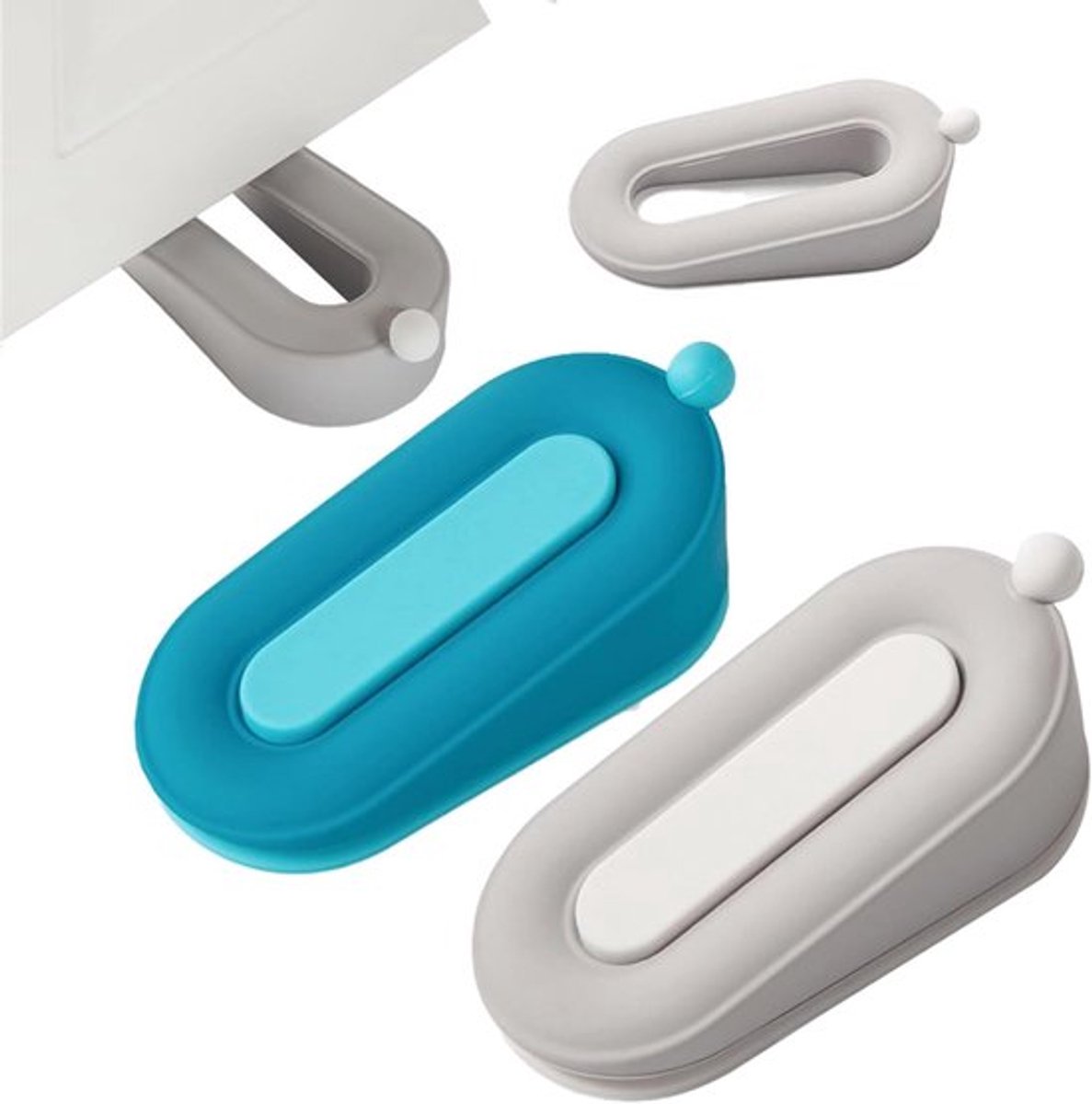 Deurstopper Wig Rubber 2 Stuks - Siliconen Anti-Slip Duurzame Stopper Wig met Zelfklevende Haak voor Alle Vloeren - Badkamer, Balkon, Terras, Glazen Deur