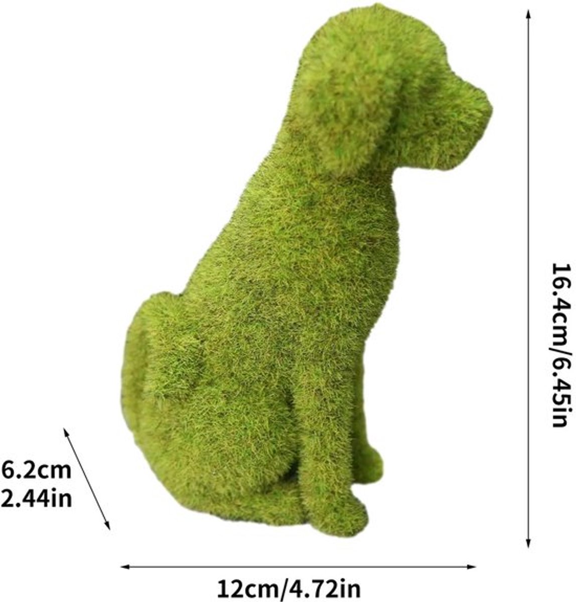 Mos Hond Tuinbeeld – Kunstgras Dierenbeeld – Decoratief Beeldje voor Tuin Balkon Binnen – Groen Hond Ornament