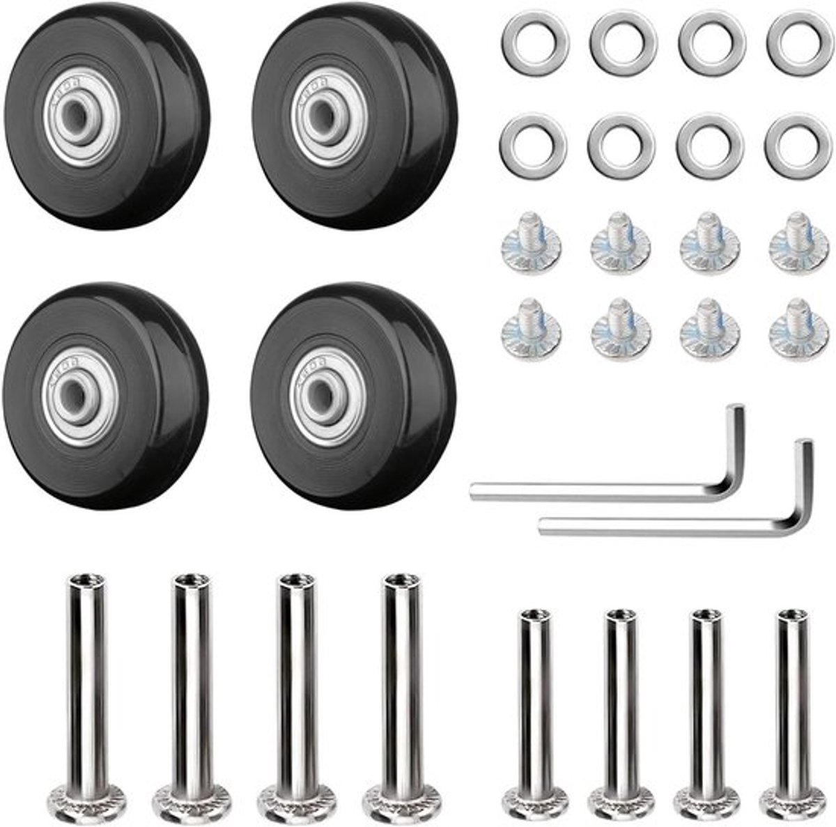 4 stuks universele koffer wielen zwart 40 x 18mm - Vervangende wielen voor kofferroller