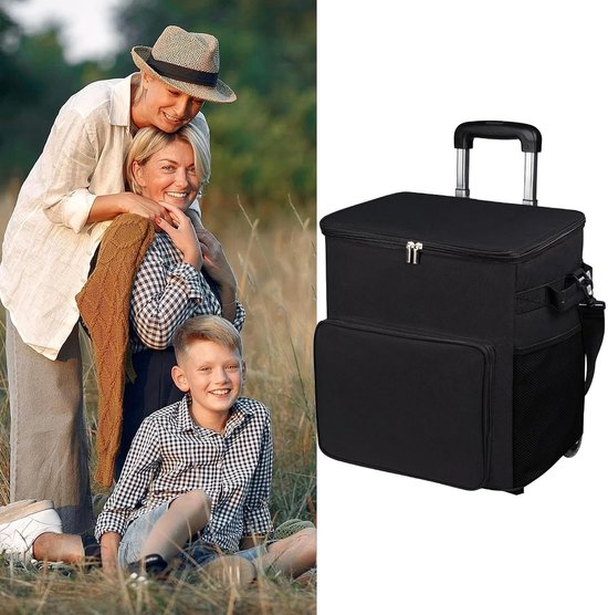 Koeltas met wielen - Koelbox trolley - Buitenactiviteiten - Waterdicht Oxford stof - 35 liter - Zwart — afbeelding 5