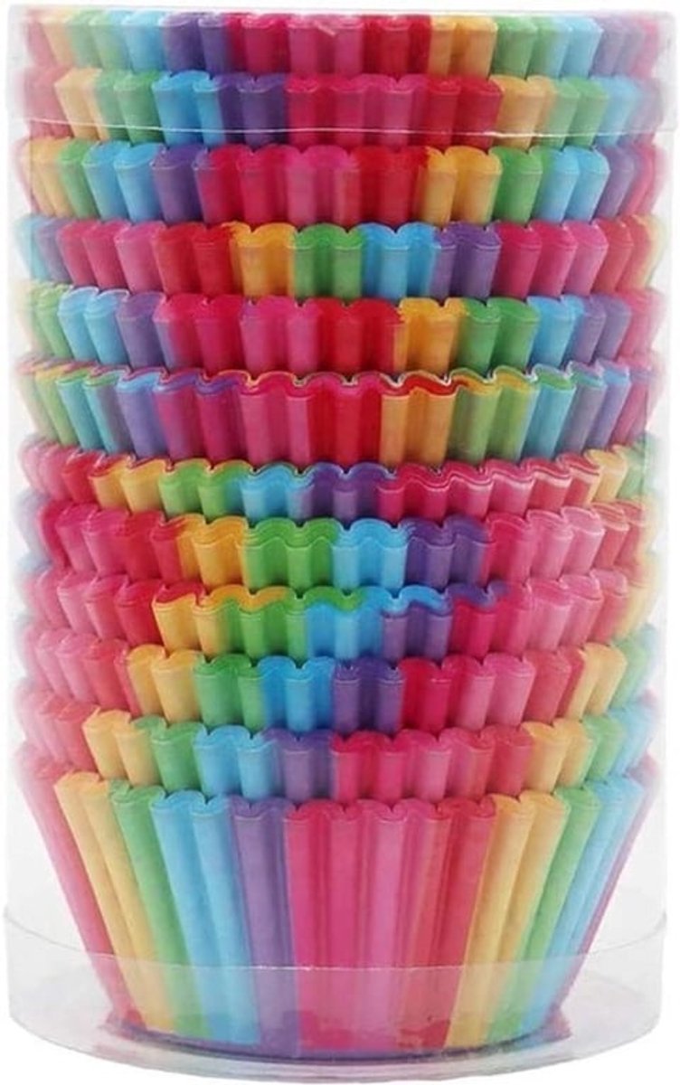 200 stuks regenboogpapieren muffinvormpjes
