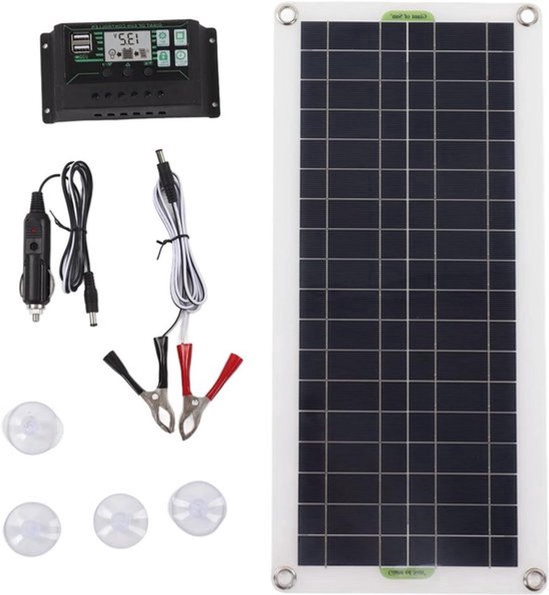 30W Draagbaar Zonnepaneel met 12V Connector Kit en 30A Laadregelaar voor Auto RV Marine Boot - Geschikt voor 12 Volt Batterij - Zonnecel Zonne-oplader Kit voor Auto RV Boot Marine Trailer