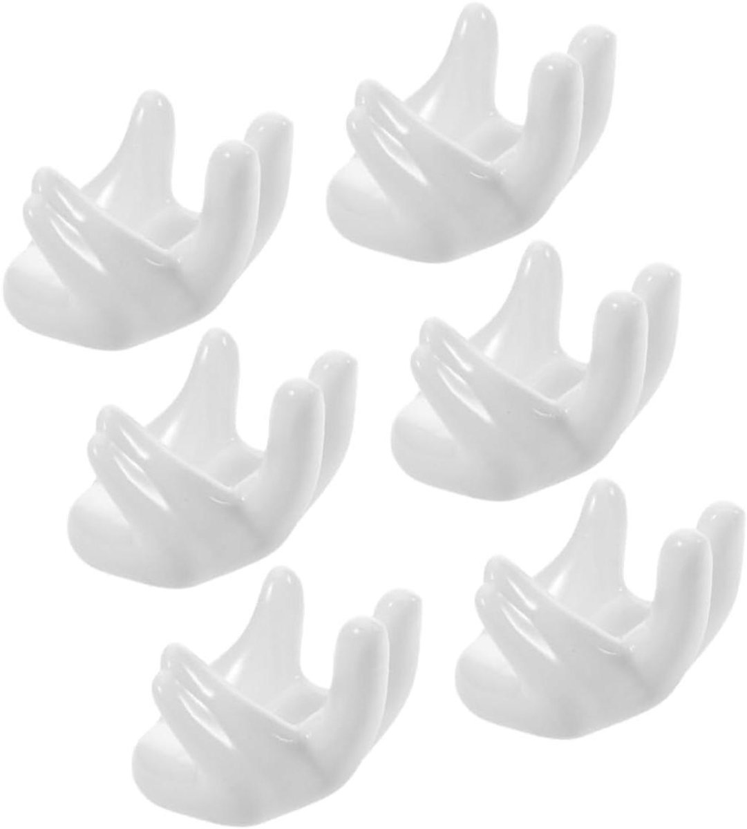 Keramische Eierhouders - Eierdopjes Houder - Paasdecoratie - Handvormig Ontwerp - 7.5 cm - Wit