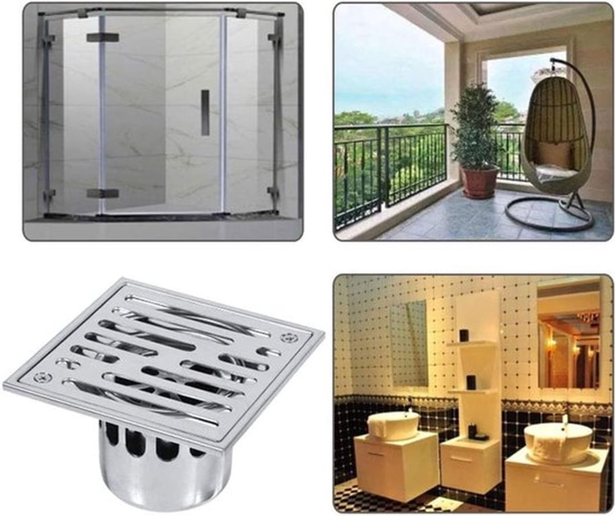 RVS Vierkante Anti-Geuroverlast Badkamer Afvoer Douche Afvoer Groot Kaliber (Grootte: 150x150mm)