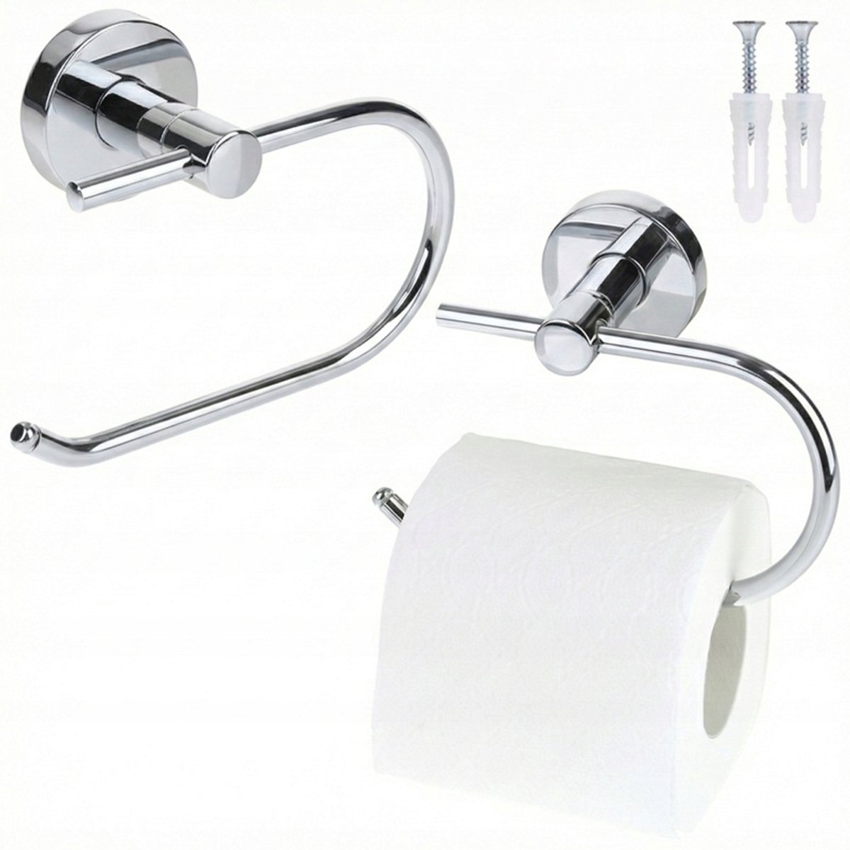 Merkloos Zilveren Wandhouder voor Toiletpapier