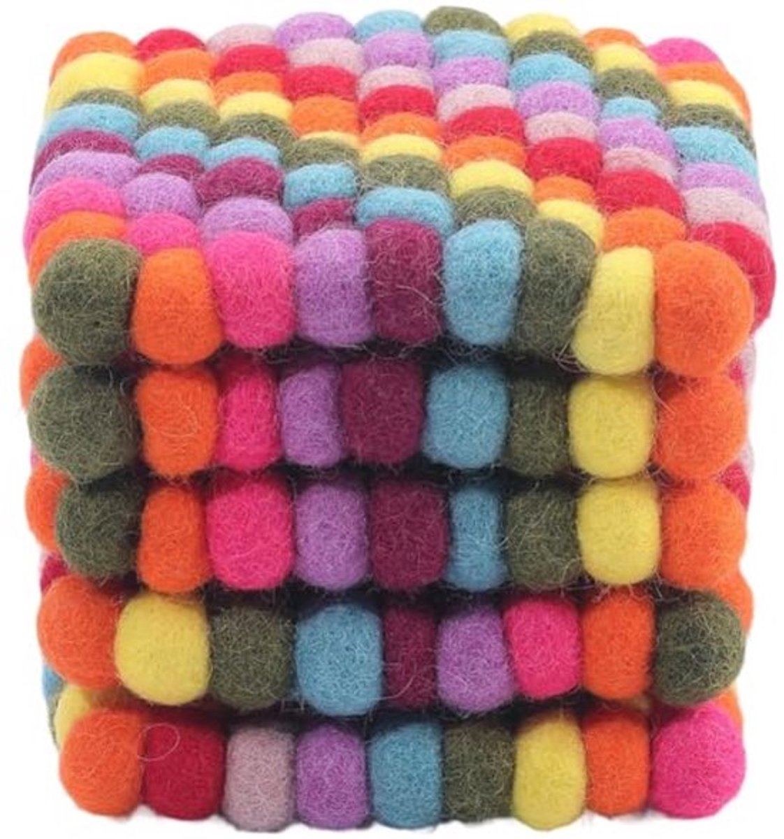 stuks 10,5 x 10 cm vierkante vilten bal pom onderzetters kleurrijke hittebestendige 18 mm dikke wol absorberende handgemaakte vilten mat voor kopjes mokken dranken kantoor thuis bar tafel
