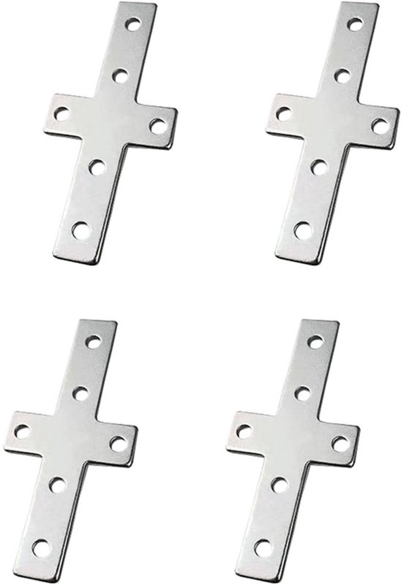 4 stuks Cross Mending Plate, 100 x 16mm Platte Rechte Ondersteuning Beugel Metalen Verbindingsbevestiging Bevestigingsplaten voor 2020/2040 Aluminium Profielen