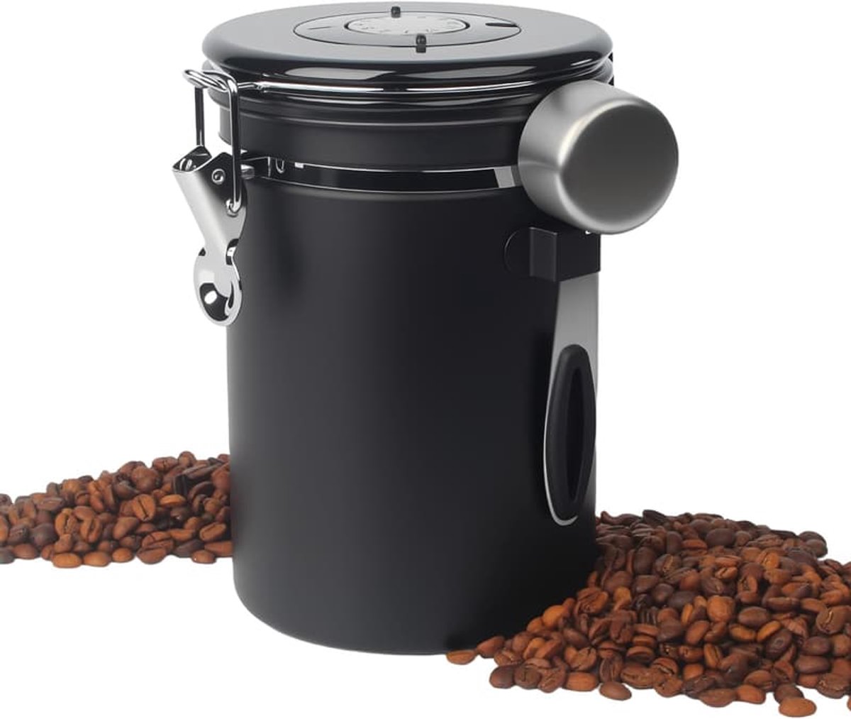 Koffiepot van 1800 ml, zwart, geschikt voor noten, vacuüm koffiepot, gemaakt van borosilicaatglas, bewaarcontainer voor koffiebonen, geschikt voor het bewaren van noten.
