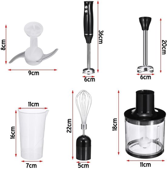 Staafmixer - Handmixer Keuken - Maaltijden Bereiden - Spatwaterdicht Ontwerp - 700W Motor - Zwart — afbeelding 3