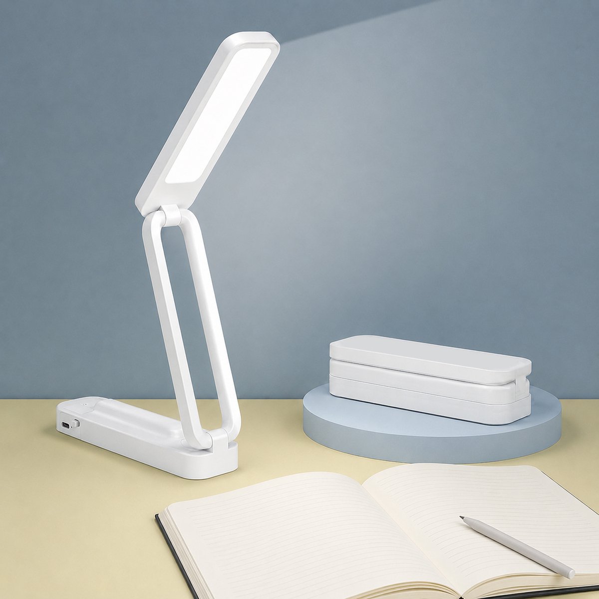 Oplaadbare LED Leeslamp - Opvouwbaar - Oogvriendelijk & Anti-Blauw Licht - voor Studie & Bedside - Wit - 1 Stuk