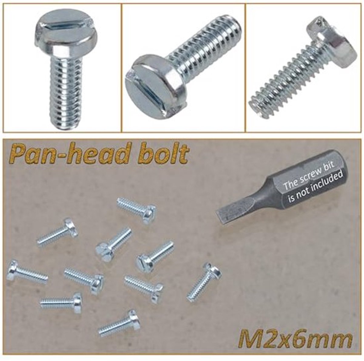 C18164 - Set van 10 Metalen Schroeven M2 x 6 mm - Cilinderkop - SL Sleuf - Staal - Zilver