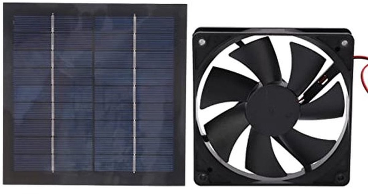 Zonne-energie Ventilator, 20W IP65 20% Conversiepercentage, Mini Afzuigventilator, ABS + Monokristallijn Silicium Materiaal, voor Keukens, Kassen, Dierenverblijven