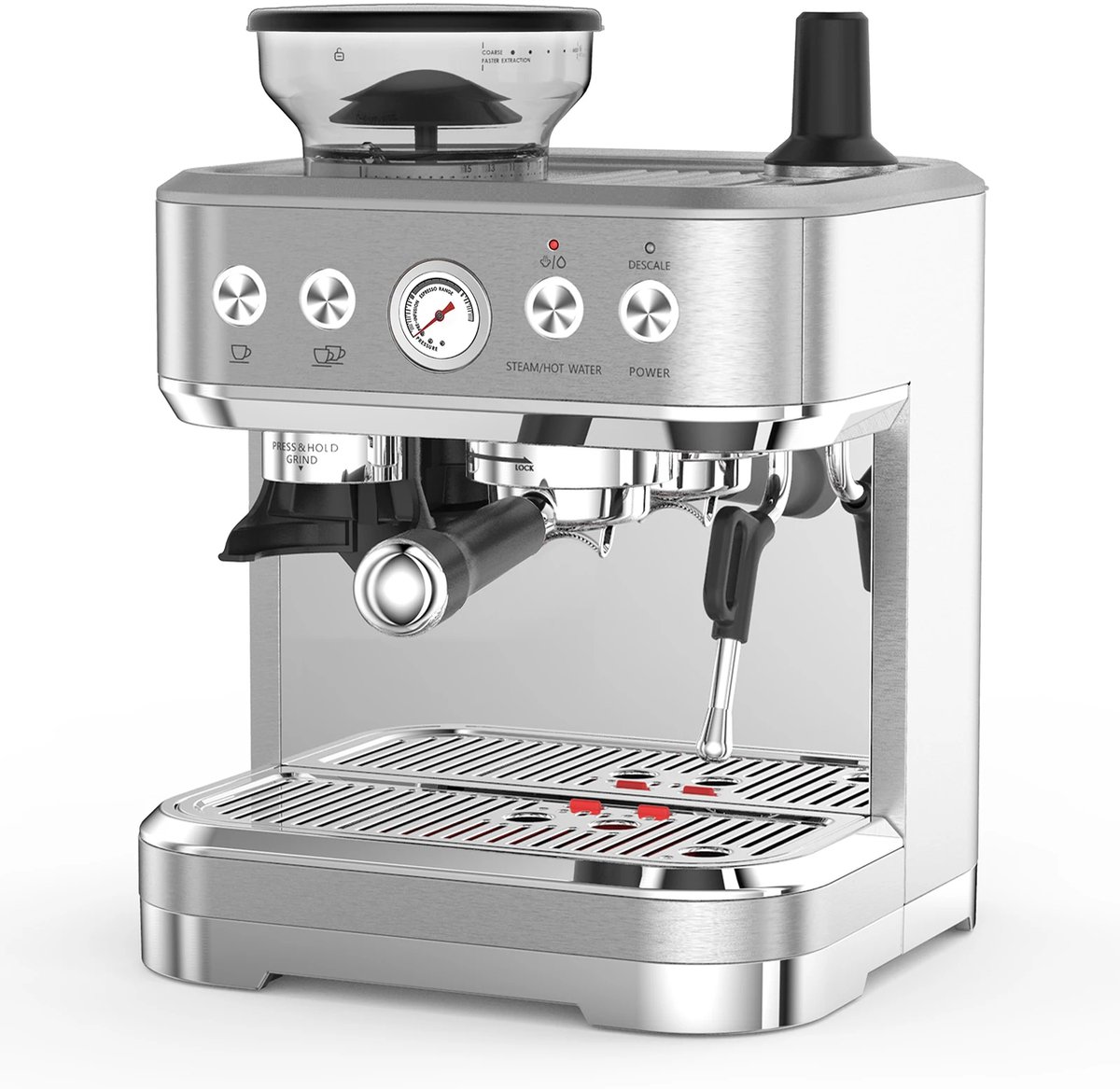 Billie & Loïs espressomachine - Koffiemachine - Pistonmachine - 15 maalstanden - 360° draaibare stoompijp - Eenvoudig te reinigen