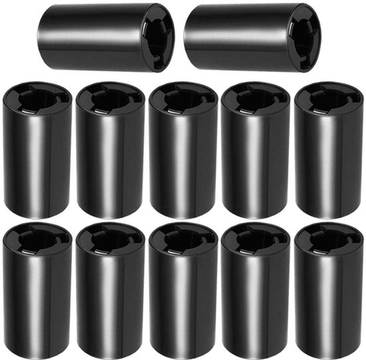 Kunststof behuizing voor AA naar C batterijadapter (zwart, 12 stuks) - Houder voor AA naar C batterijconverter