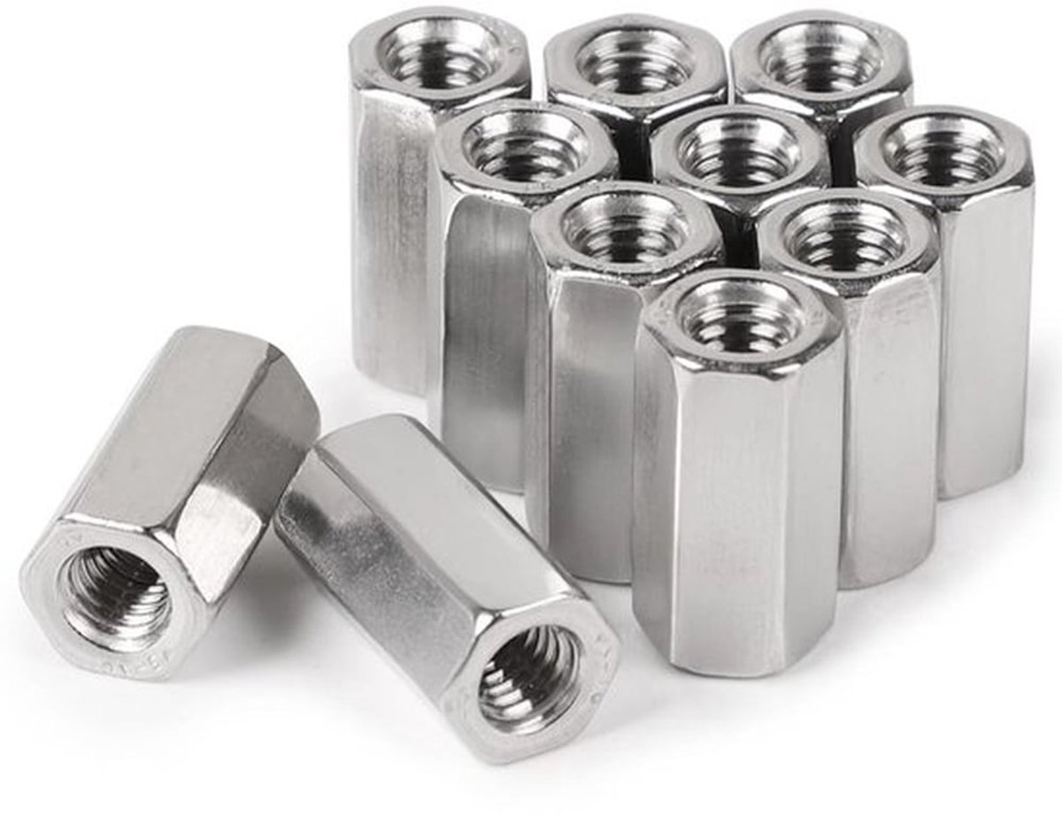 20 stuks M6 x 20 mm roestvrijstalen verbindingsmoeren - inbus verbindingsmoeren met schroefdraadhulzen