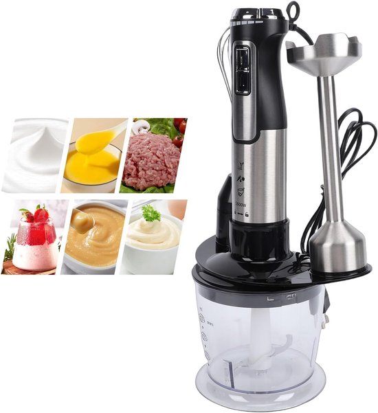 Staafmixer Keukenmachine - Blender Klopper - Eten Bereiden - Veelzijdige Functionaliteit - 26D x 25W x 14H cm - Zwart — afbeelding 4