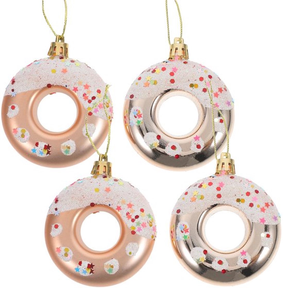4 stuks Kerstdecoratie Bal Donut Kerstversieringen Dessert Donut Hanger Donut Feestdecoraties Kerstboom Snoep Cadeau Donut Dessert Ornament Plastic