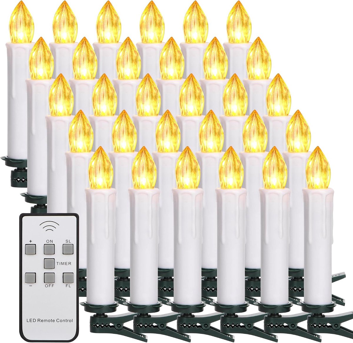 Kerstkandelaar set van 30 - Warm wit - Draadloos met afstandsbediening - Veilig en sfeervol - ShopVlot