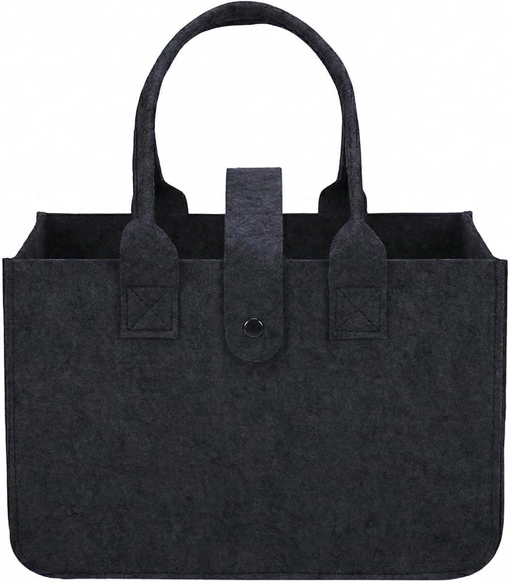 Vilten tas 30 x 20 x 18 cm - opvouwbaar - zwart - ideaal voor boodschappen - ShopVlot