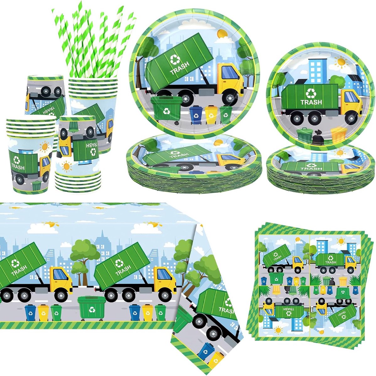 Feestdecoratie voor afvalwagen - 20 personen - kleurrijke wegwerpartikelen - perfect voor verjaardagsfeest - ShopVlot