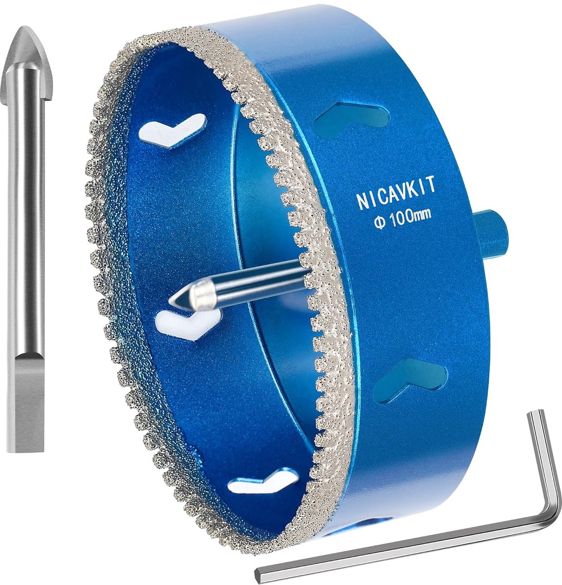 Diamantholezaag 100mm - met 2 verwisselbare pilotboren - voor tegels, glas, keramiek en marmer - ShopVlot
