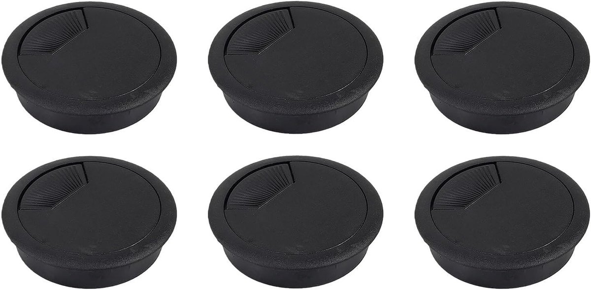 Kabeldoorvoer bureau 60 mm - rond zwart - stofafdekking - voor netjes georganiseerde kabels - ShopVlot
