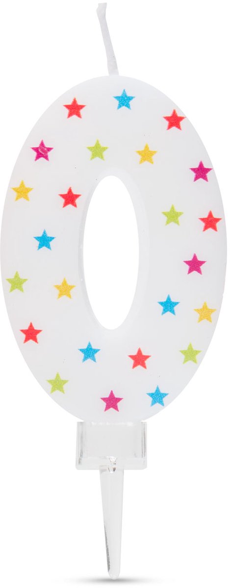 Verjaardagskaars cijfer 0 - 7×4 cm - taartkaars - decoratieve cijferkaars voor feest & verjaardag [56186-0]