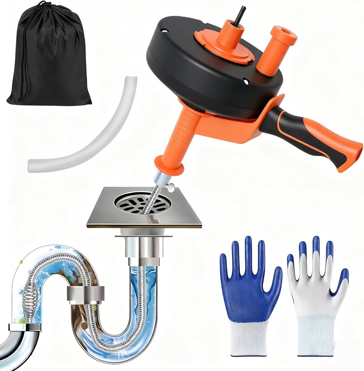 Afvoerontstopper 10m - Professioneel - Met handschoenen en hulp slang - Ideaal voor keuken en douche - ShopVlot